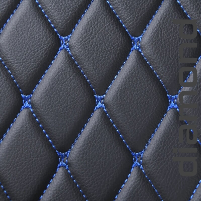 Black & Blue Diamond Stitching Custom Car Mats Set