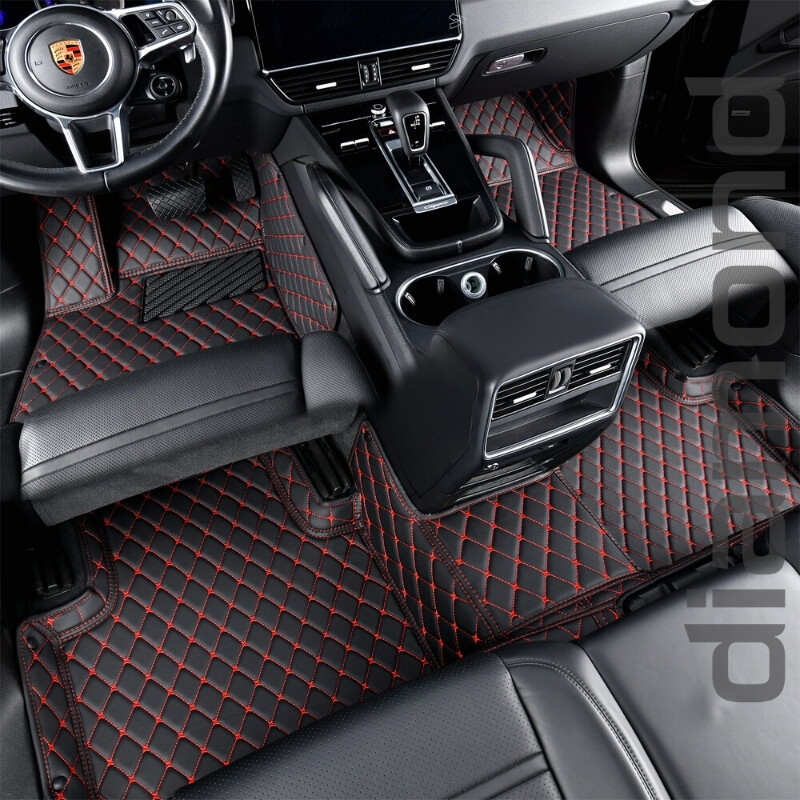 Black and Red Stitching Car Mats Set